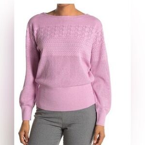 NWT Club Monaco Boatneck Mixed Stitch Mauve Sweater size L